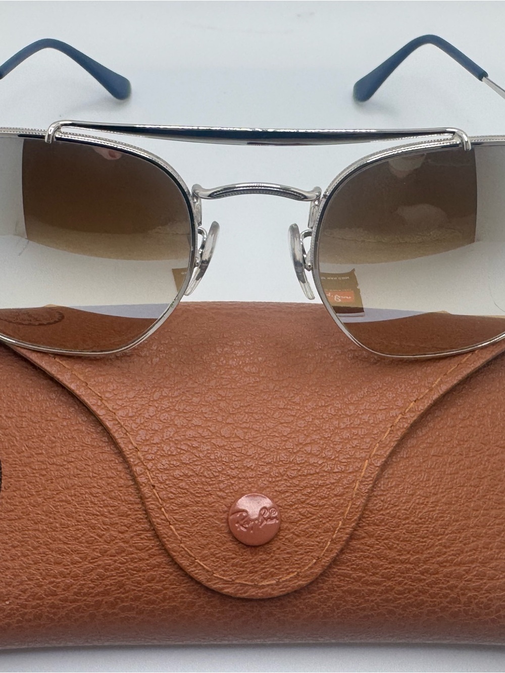 Ray-Ban Silver Frame Sunglasses with Brown Gradient Lenses